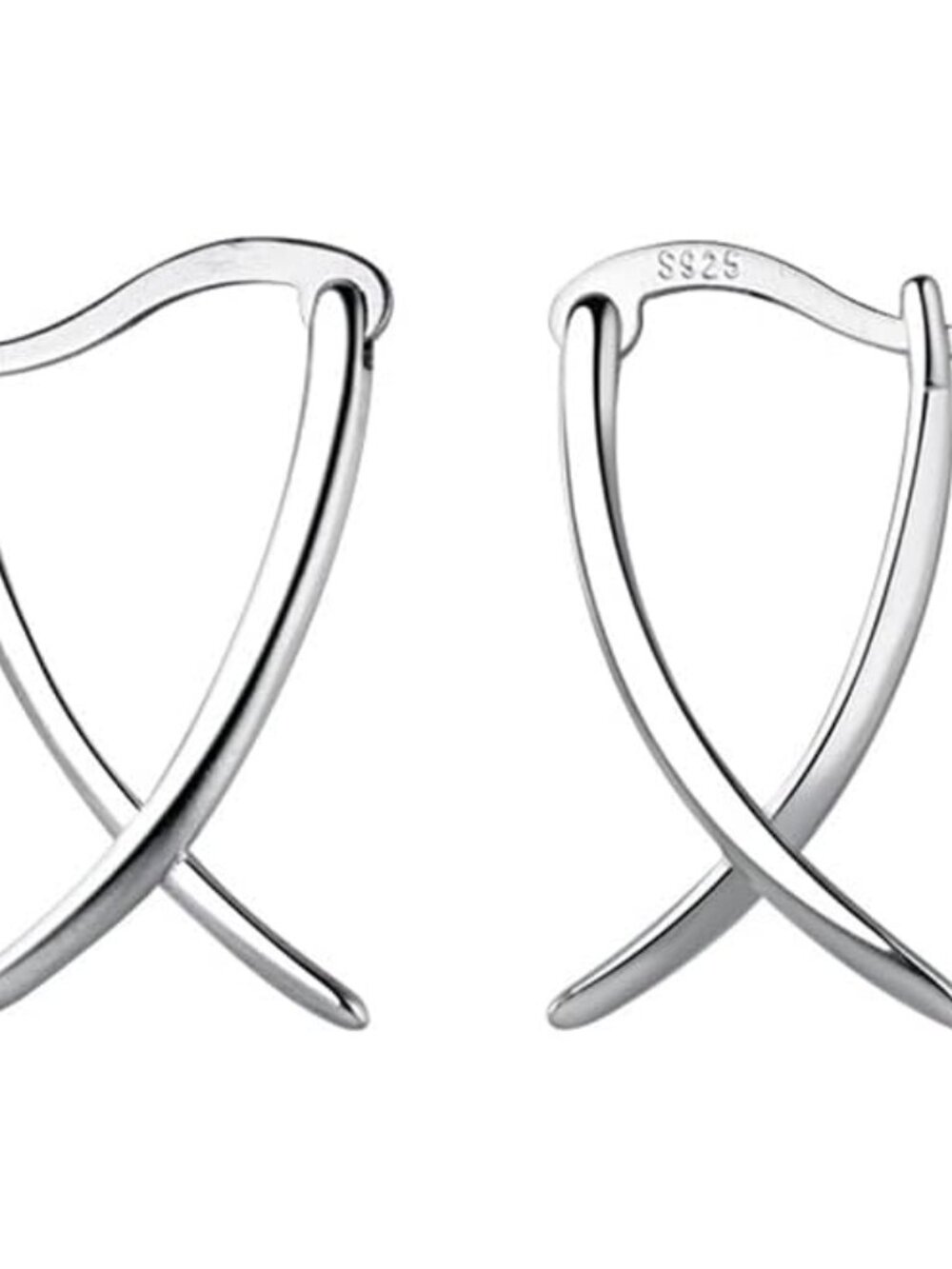 925 Sterling Silver X Hoop Earrings for Women Teens Minimalist Hoop Earrings Hug